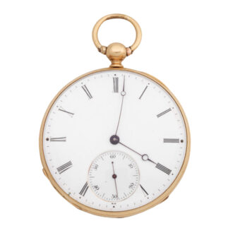 Swiss 18k gold engraved open faced cylinder Circa 1830