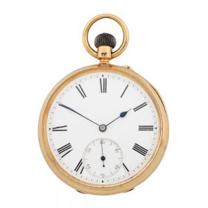 English 18 carat gold open faced lever watch Circa 1891