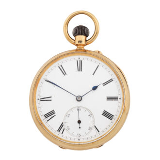 English 18 carat gold open faced lever watch Circa 1891
