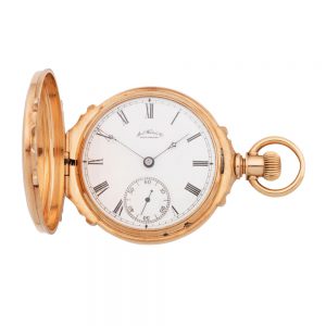 American 14 carat gold full hunter pocket watch Circa 1890