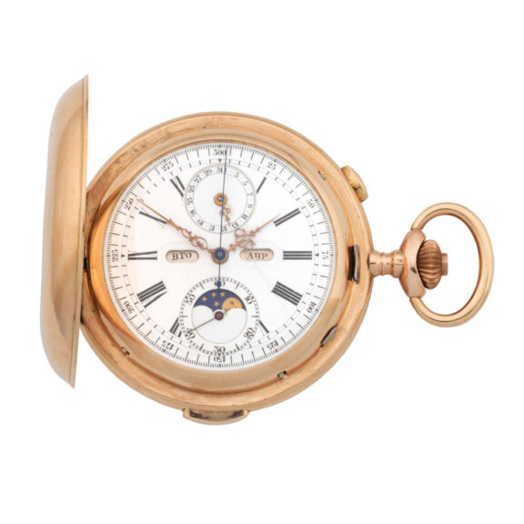 Swiss repeating chronograph with moon phase Circa 1895