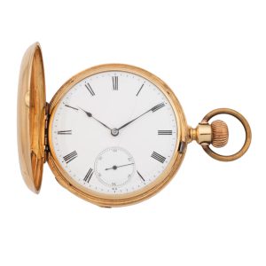 Swiss 18 carat gold full hunter lever pocket watch Circa 1870