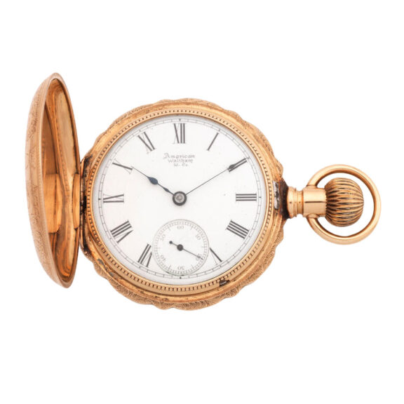 American 14 carat gold full hunter pocket watch Circa 1890