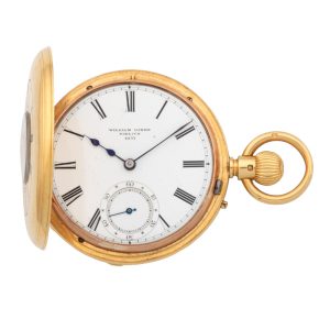 English 18 carat gold half hunter pocket watch Circa 1876