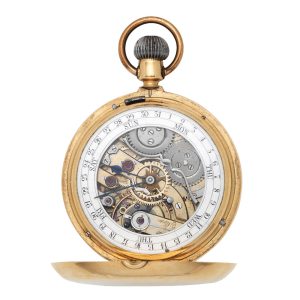 Swiss gold dual dial full hunter calendar watch Circa 1900