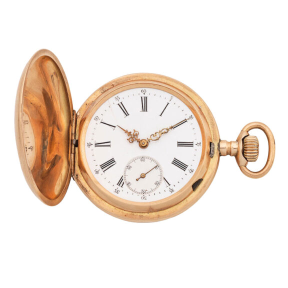 German 14 carat gold full hunter pocket watch Circa 1890