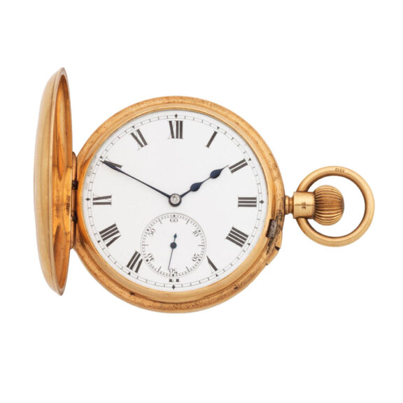 English 18 carat gold half hunter pocket watch Circa 1912