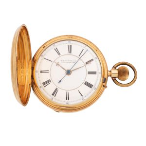 English 18 carat gold full hunter with chain Circa 1876