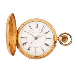 English 18 carat gold full hunter with chain Circa 1876