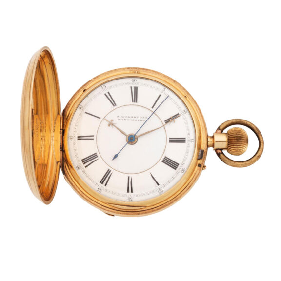 English 18 carat gold full hunter with chain Circa 1876