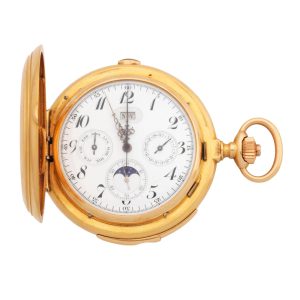 Triple calendar chronograph with moon phase Circa 1900