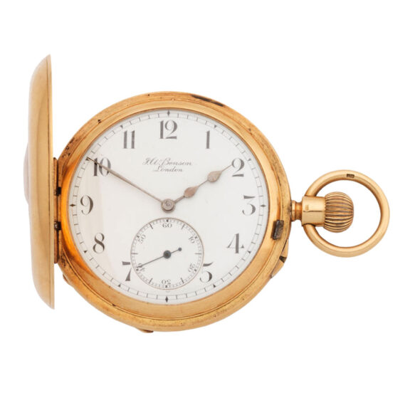 English 18 carat gold half hunter pocket watch Circa 1921
