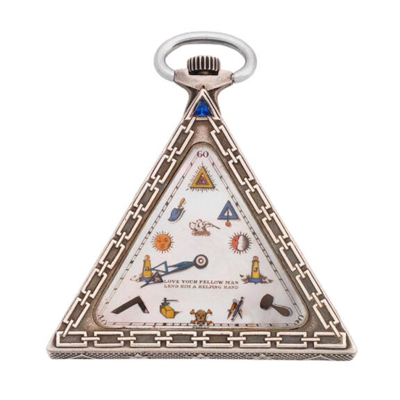 Swiss open faced Masonic triangular lever watch Circa 1920