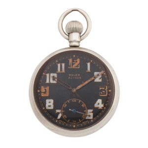 Swiss stainless steel open faced military watch Circa 1940