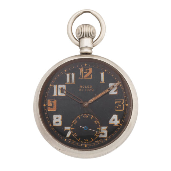 Swiss stainless steel open faced military watch Circa 1940
