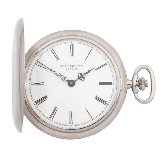 Swiss 18k white gold full hunter pocket watch Circa 1978 Swiss 18k white gold full hunter pocket watch Circa 1978