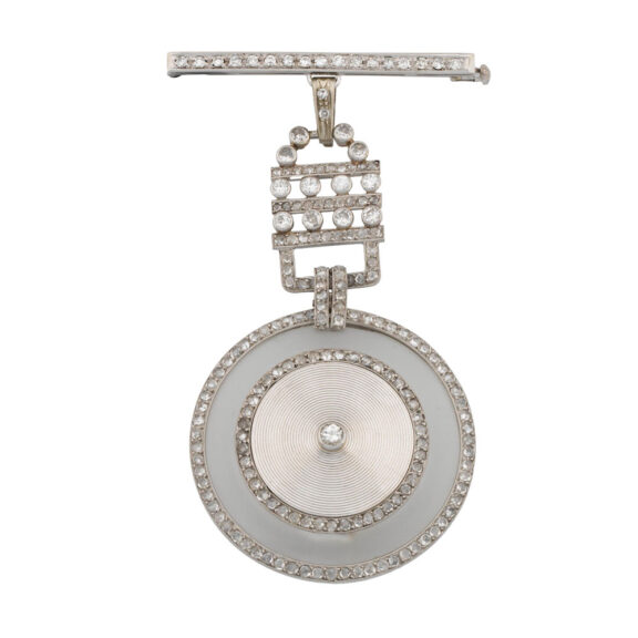 French gold, diamond set watch with brooch Circa 1930