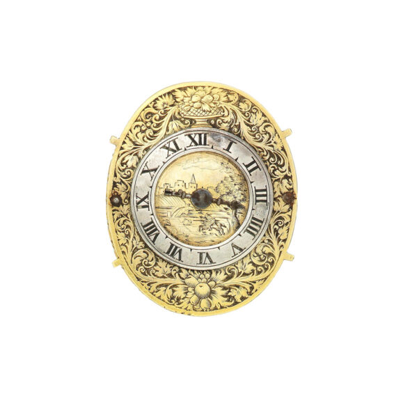 English gilt oval foliate verge pocket watch Circa 1600 English gilt oval foliate verge pocket watch Circa 1600
