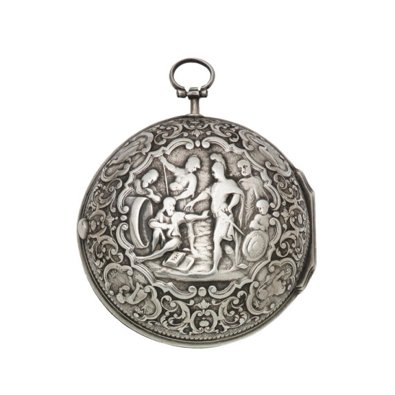 Swiss silver pair cased decorated verge watch Circa 1760 Swiss silver pair cased decorated verge watch Circa 1760