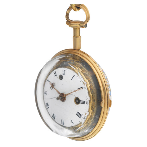 Attractive gilt metal, enamel lever with chatelaine Circa 1770 Attractive gilt metal, enamel lever with chatelaine Circa 1770