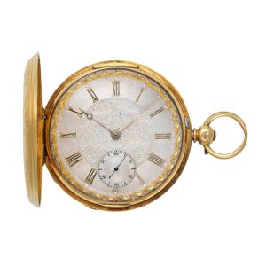 English 18 carat gold finely engraved full hunter Circa 1849