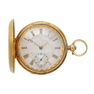 English 18 carat gold finely engraved full hunter Circa 1849