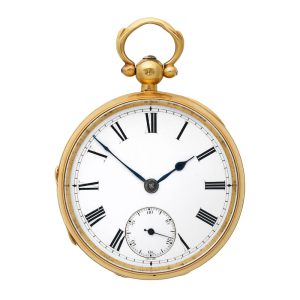 English 18 carat gold open faced lever watch Circa 1847