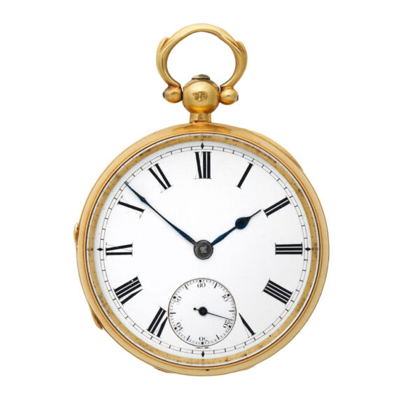 English 18 carat gold open faced lever watch Circa 1847