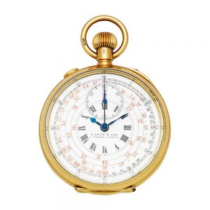 Swiss 18 carat gold split second chronograph watch Circa 1908