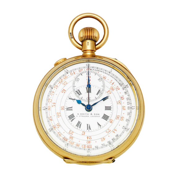 Swiss 18 carat gold split second chronograph watch Circa 1908