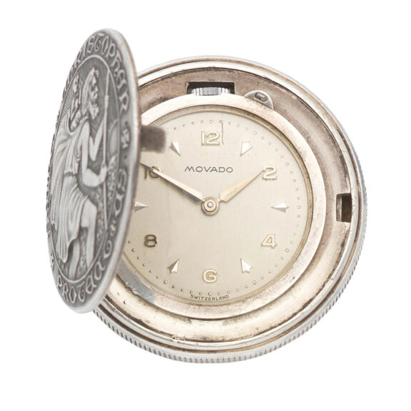 Silver St. Christopher concealed coin watch Circa 1970 Silver St. Christopher concealed coin watch Circa 1970