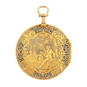 English gold pair cased repoussé quarter repeater Circa 1740