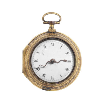 English gilt key wind repeating pair cased verge Circa 1740
