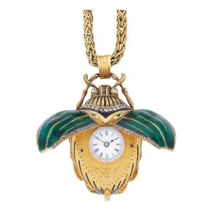 Swiss gilt, enamel and diamond set beetle form watch Circa 1865