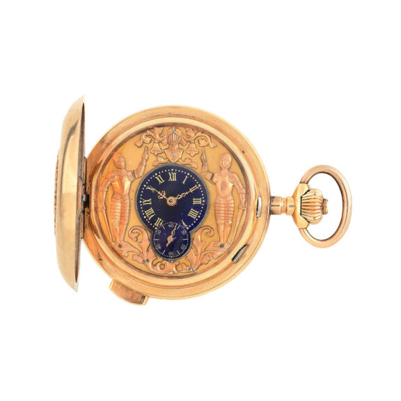 Swiss gold minute repeating Jacquemart full hunter Circa 1900