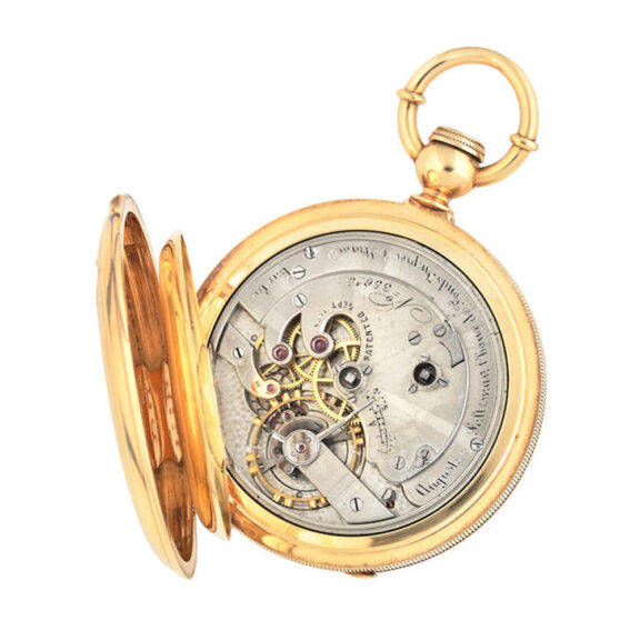 Swiss 18 carat gold full hunter lever pocket watch Circa 1865
