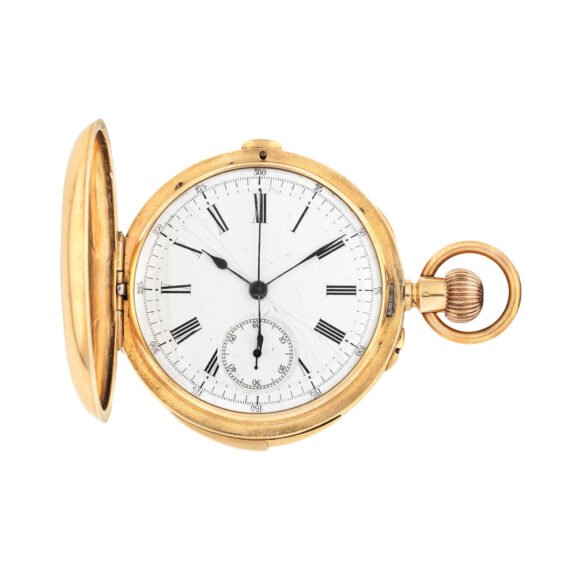 Swiss gold full hunter repeating chronograph watch Circa 1890