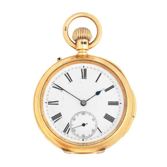 English 18 carat gold open faced quarter repeater Circa 1900