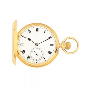 English gold hunting cased carrousel lever watch Circa 1905