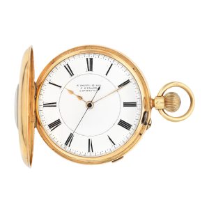 English 18k gold half hunting cased pocket watch Circa 1887