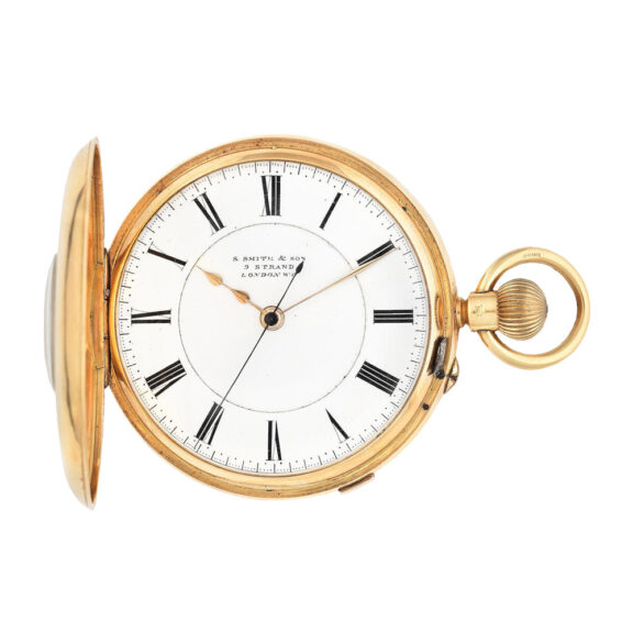 English 18k gold half hunting cased pocket watch Circa 1887
