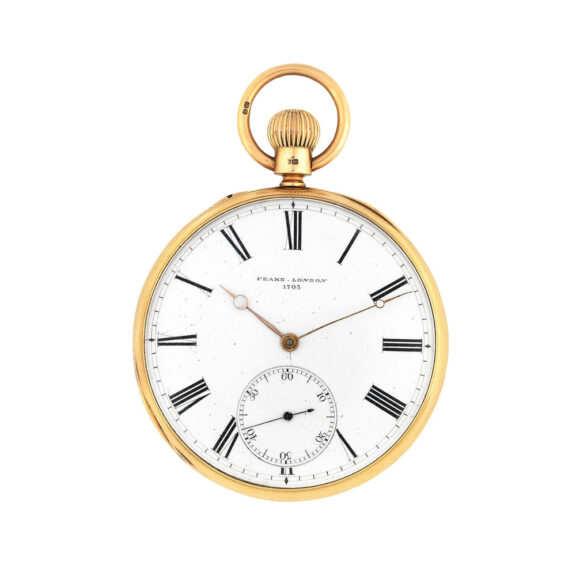 English 18 carat gold open faced pocket watch Circa 1870
