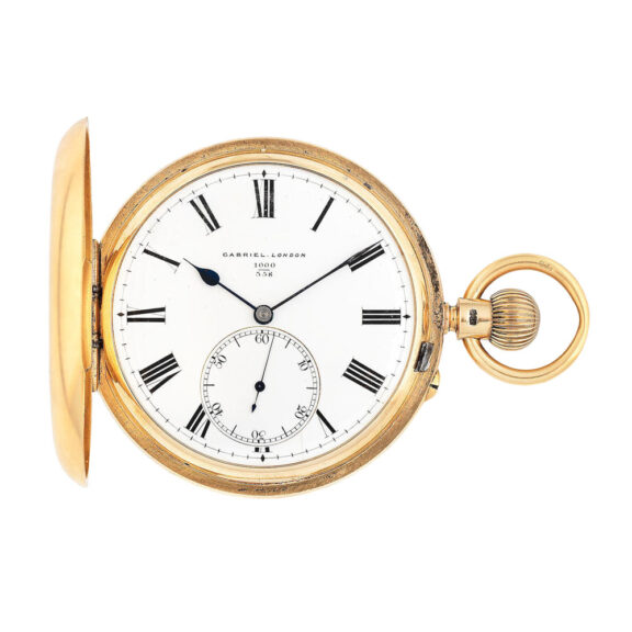 English 18 carat gold hunting cased pocket watch Circa 1892