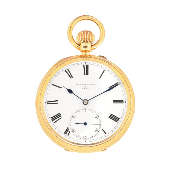 English gold open faced chronometer pocket watch Circa 1909