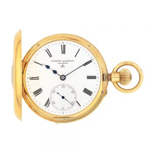 English 18 carat gold half hunting cased lever watch Circa 1903