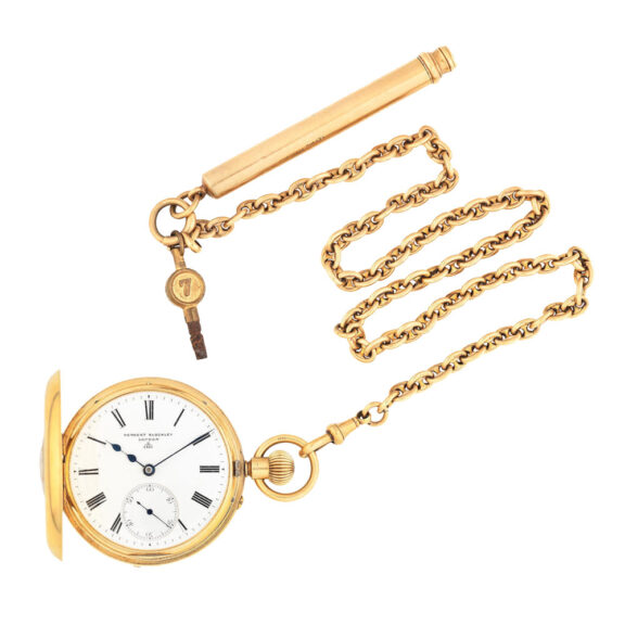 English 18 carat gold half hunting cased lever watch Circa 1903 English 18 carat gold half hunting cased lever watch Circa 1903