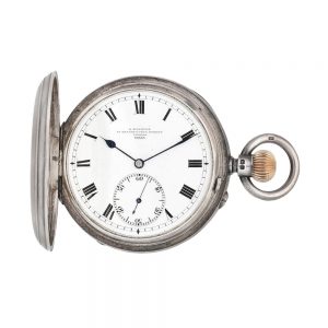 English silver hunting cased carrousel pocket watch Circa 1901