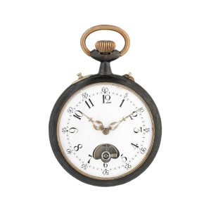 Large French gunmetal open faced musical watch Circa 1910