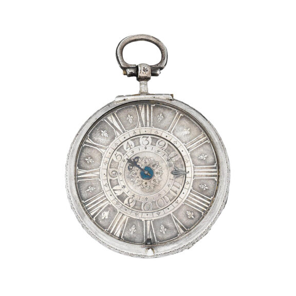 French silver hour striking clockwatch with alarm Circa 1680