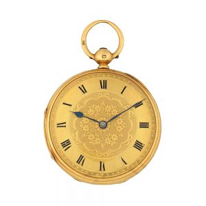 English 18 carat gold open faced pocket watch Circa 1874